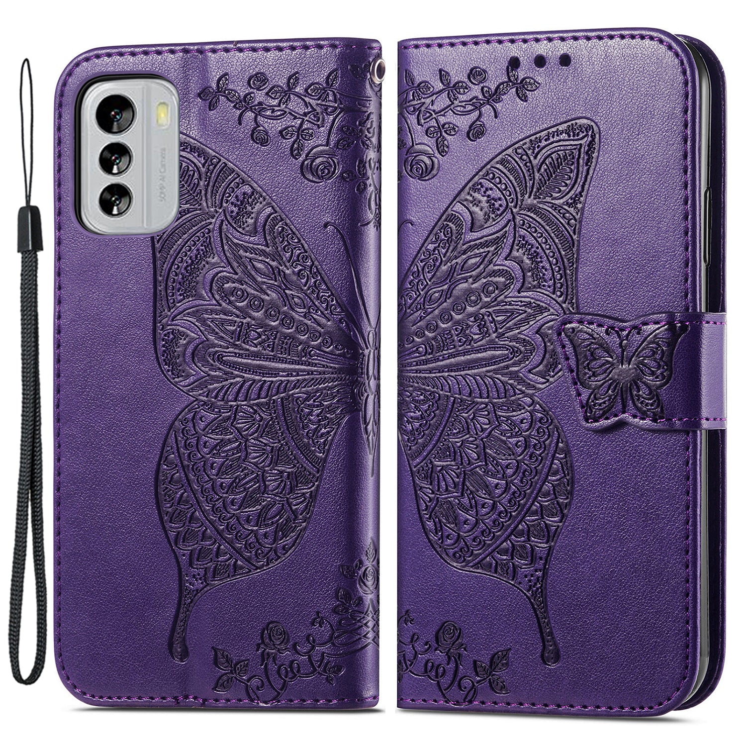 For Nokia G60 5G PU Leather Magnetic Closure Phone Wallet Cover Imprinted Butterfly Pattern Fully Wrapped Stand Case For Nokia G60 5G PU Leather Magnetic Closure Phone Wallet Cover Imprinted Butterfly Pattern Fully Wrapped Stand Case